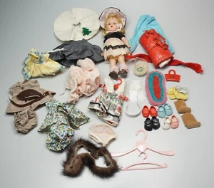 1950s Ginny Doll + Outfits & Accessories Sleep Eye Walking Blonde BlueEyes AS IS - Picture 1 of 23