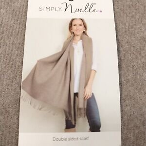 Simply Noelle Taupe Double-Sided Scarf Reversible Shawl Wrap 76"x26" Gray Brown