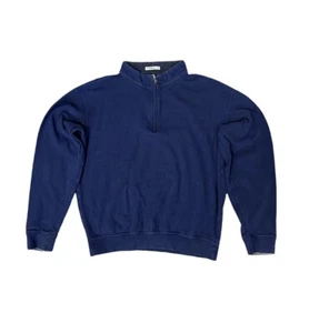 Peter Millar 1/4 Zip Pullover Mens Blue Crown Golf Sweater Sweatshirt Size Large - Picture 1 of 5