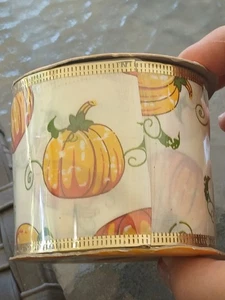 New Wire-Edged Ribbon Pumpkin Thanksgiving Fall Autumn Gold 2.5 In 9ft 3 Yards - Picture 1 of 13