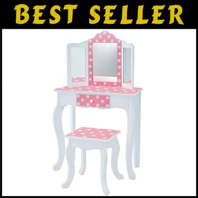 Juego de tocador Princess Gisele Play con espejo triple plegable y taburete Foto 1 de 4