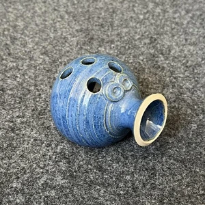 Mucros Pottery Hand Thrown Floral Frog Vase Blue Small *READ - Picture 1 of 16