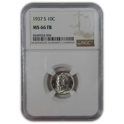 1937 S Mercury Dime MS 66 FB NGC Silver Uncirculated SKU:I23195 - Image 1 of 4