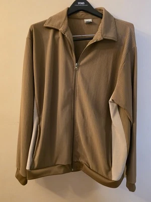 Chaqueta deportiva vintage Haband acanalada caqui camisa con cuello y cremallera para hombre mediana grande Foto 1 de 4