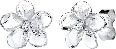 Elli DIAMONDS Orecchini Donne Fiore Frangipane Diamante (0,03Ct) in Argento Ster - Immagine 1 di 4