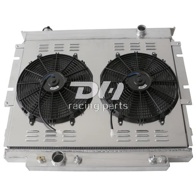 Radiador de 4 filas + cubierta + ventiladores de 14" para Ford F-150 F-250 F-350 Super Duty F59 1983-1994 Foto 1 de 4