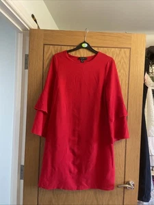 Red dress 12 Long Sleeve Short Ruffle Tiered - Picture 1 of 6