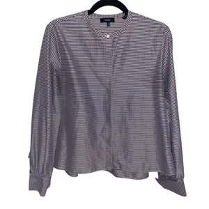 Theory Shirt Womens Small Gingham Top Office Blouse Corpcore Career Business - Picture 1 of 12