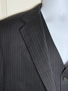 Ralph Lauren 100% Lana Blazer y Chaleco Pin Rayas Negro 44L Juego de 2 Piezas Usado en Excelente Condición - Imagen 1 de 10