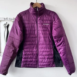Chaqueta híbrida acolchada púrpura con almohada en polvo Columbia para mujer talla M - Imagen 1 de 9