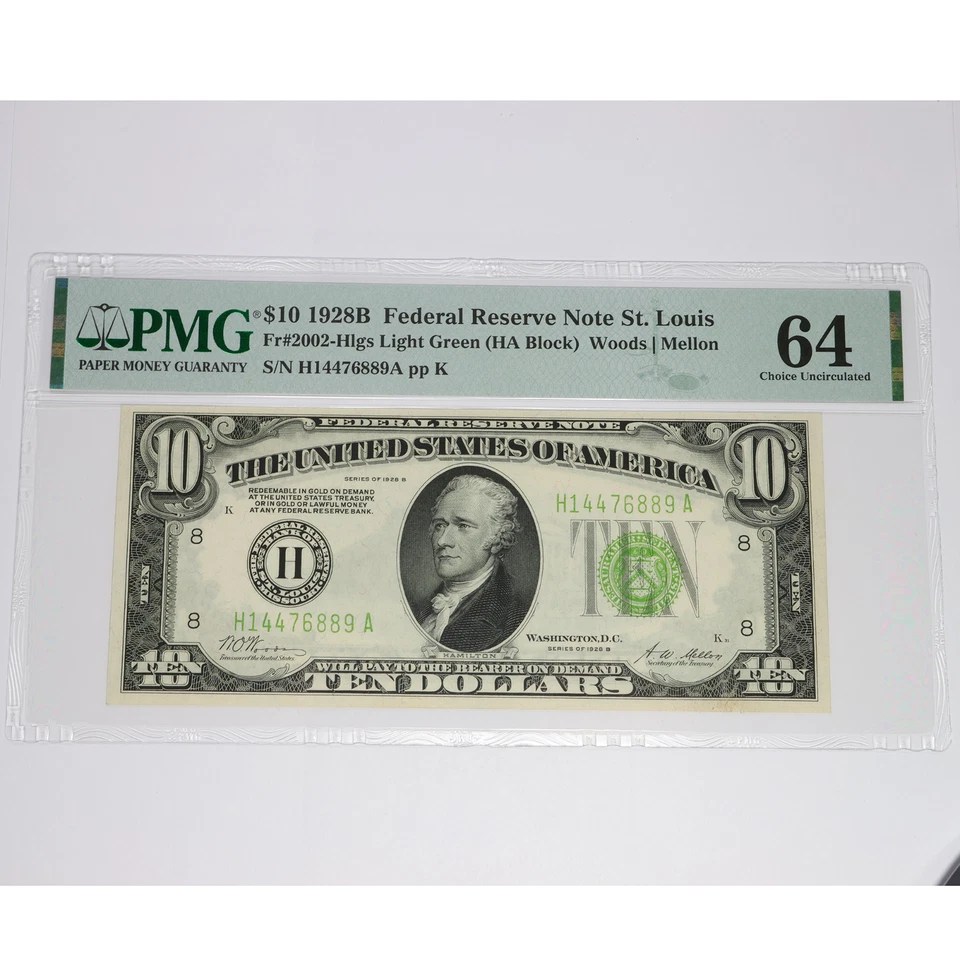 1928 B PMG Choice UNC64 Federal Reserve $10 Ten Dollar St. Louis US Note #56652F - Image 1 of 3