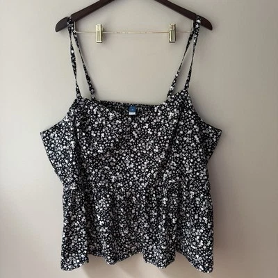 Antigua Camisola Halter Azul Marino Babydoll Espalda Calada Talla 3X Floral Boho Caprichosa Playa Foto 1 de 4