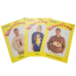 Vintage Patons Wallace and Gromit Sweater Knitting Patterns - Picture 1 of 5