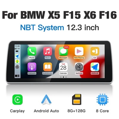 NEU 12.3'' Display Android 14 Navigation Apple CarPlay Für BMW X5 X6 F15 F16 NBT - Image 1 of 4