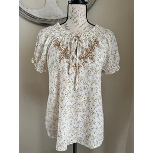 Boho Floral Peasant Blouse by MINE - Size M - Picture 1 of 6