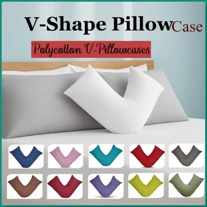 Luxus Polycotton V-förmiger Kissenbezug Orthopädisch V Abdeckung Kopf Hals Stütze 74x34 - Bild 1 von 62