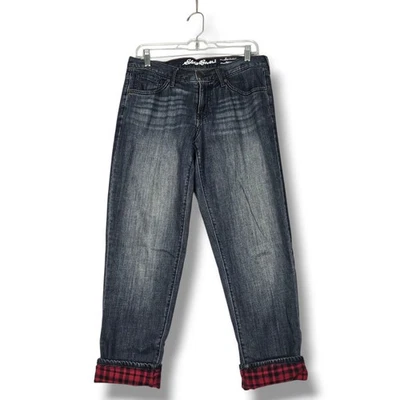 Eddie Bauer Womens Boyfriend Jean Flannel Lined Relaxed Tapered Size 6 P Petite - Image 1 of 4