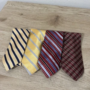 Tommy Hilfiger 100% Silk Neck Ties Set Of 4 Diagonal Stripes Plaid Made In USA - Picture 1 of 14
