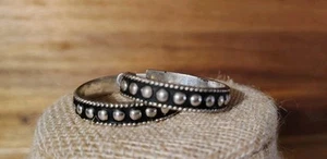 Montana Silversmith Vintage 1.25 Inch Hoop Earrings, Silver Beading, Rope Edge - Picture 1 of 6