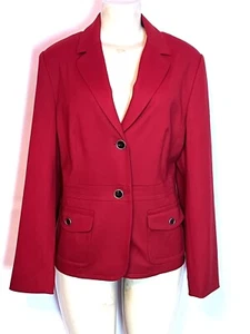 TALBOTS BRAND DEEP RED WOOL 2 BUTTON LONG SLEEVE BLAZER SIZE 14 - Picture 1 of 4