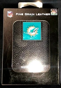 NFL Miami Dolphins Fine Grain Tri-fold Leather wallet - Picture 1 of 2