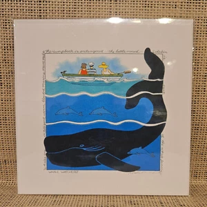 Impresión en papel artístico de Rosalie Prussing hawaiana "vigilantes de ballenas - jorobado" - Imagen 1 de 2