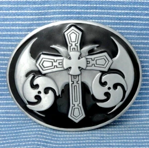 Cross Belt Buckle Christian Religious Biker Gothic Cowboy Vintage 90s    .TWY879 - Picture 1 of 6