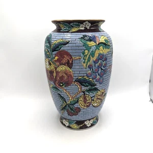 Mid Century Italian Mosaic Porcelain Pottery Vase Urn HUGE 12x8" Mediterranean - Picture 1 of 9