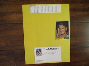 FRANK MALZONE(D-2015)Signed 3 x 5 Photo-Card w/8 x 11 Display w/1961 Topps/Obit - Picture 1 of 7