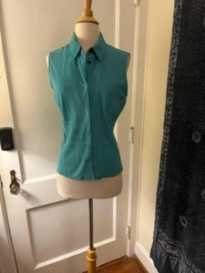 Dolce and Gabbana Turquoise Suede Sleeveless Snap Front Top Med Large - Picture 1 of 10