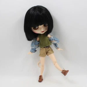 12" Blythe doll Nude short black hair JOINT body White skin Custom Matte face - Picture 1 of 5