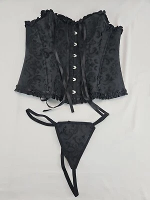 Corsé clásico negro sin tirantes con broche de metal talla XL victoriano renacentista Foto 1 de 4