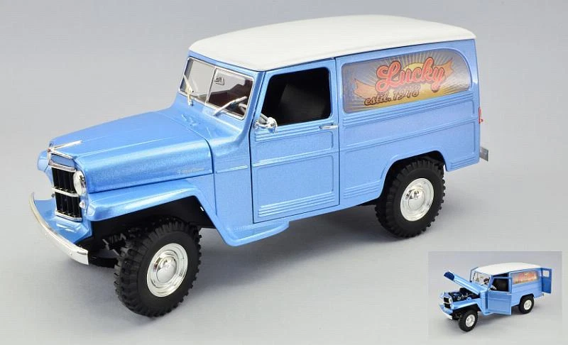 Willys Jeep Van Lucky 1978 Light Blue 1:18 LUCKY DIE CAST LDC92858AB - Immagine 1 di 1