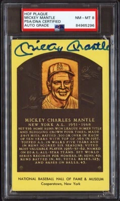Cartão postal Mickey Mantle assinado HOF placa encapsulado PSA/DNA QUASE PERFEITO-MT 8 - Imagem 1 de 2