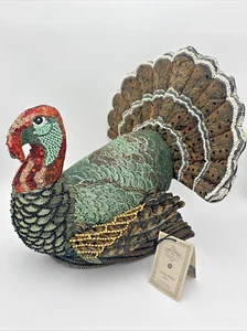John Derian X Target 2024 16x15 Beaded Thanksgiving Turkey Novelty Plush Pillow - Picture 1 of 10