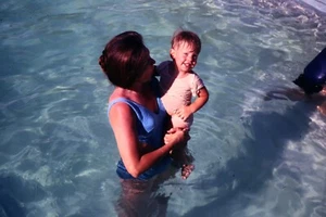Color Transparency 35mm Film Photography Slide 1960s 1970s Swim Boy Kids Pool - Picture 1 of 1