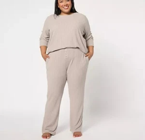 Berkshire Homewear Heathered Long Sleeve & Pant Hacci Set Rainy Day S A655741 - Picture 1 of 18