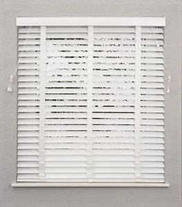 Faux Wood Venetian Blinds White Standard Window Blinds 50mm Slats With Tape - Picture 1 of 6