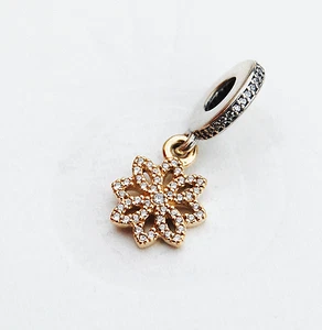Genuine Pandora two-tone Charm "Lace Botanique" - 791757CZ - retired - Picture 1 of 3
