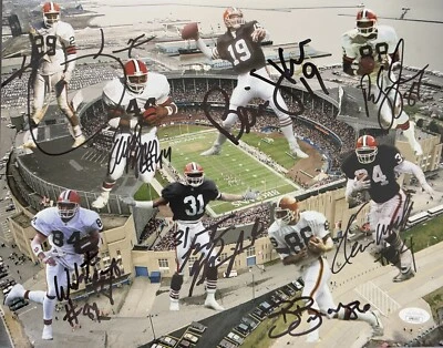 Foto personalizada 11x14 firmada de los Cleveland Browns de 1980 JSA Kosar Mack Byner Dixon  Foto 1 de 2