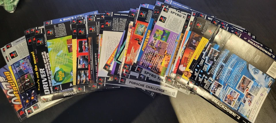 PS1 PlayStation One Inlays Artwork Front Back Black Platinum Label Retro Vintage - Image 1 of 4