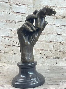 SCULPTURE BRONZE HAND OF GOD HOMMAGE AUGUSTE RODIN STATUE FIGURINE FIGURE NUDE - Picture 1 of 10