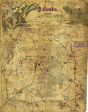 Atlanta, Georgia and its Rebel Defenses 1864 Military Civil War Map Poster Print