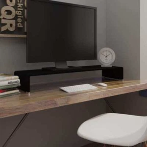 vidaXL Mobile/Rialzo Porta TV in Vetro Nero 100x30x13 cm - Foto 1 di 1