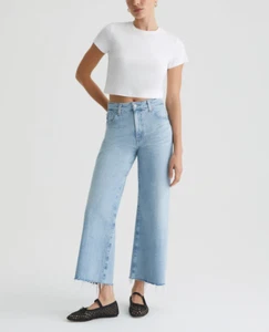 NEW! $235 AG JEANS SAIGE HIGH RISE WIDE LEG CROP JEANS CHATEAU SZ 27 - Picture 1 of 5
