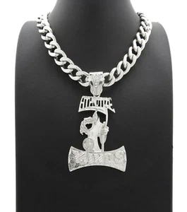 Silver PT HYPNOTIZE MINDS Pendant & 18" 20" 24" Cuban Chain Hip Hop Necklace - Picture 1 of 33