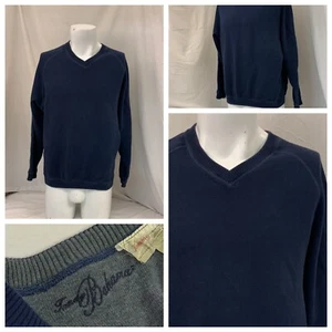 Tommy Bahama Sweater M Blue Cardigan V-neck 100% Cotton YGI Y1-29 - Picture 1 of 12