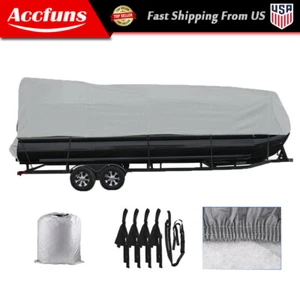Boat Cover 21-24 FT Waterproof Trailerable Pontoon Fabric Gray - Picture 1 of 10