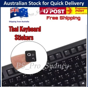 THAI LETTERS KEYBOARD BLACK STICKERS ( WHITE ) AUSSIE STOCK FREE POSTAGE - Picture 1 of 10