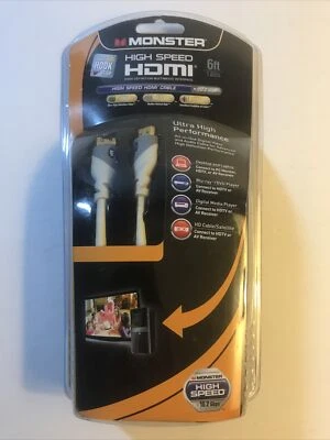Monster High Speed HDMI Cable 6ft Long 10.2 Gbps 24k Gold Contacts 122915 - Image 1 of 2